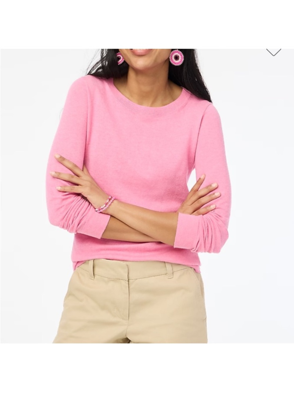 J. Crew Pink Long-Sleeve Crewneck Sweater